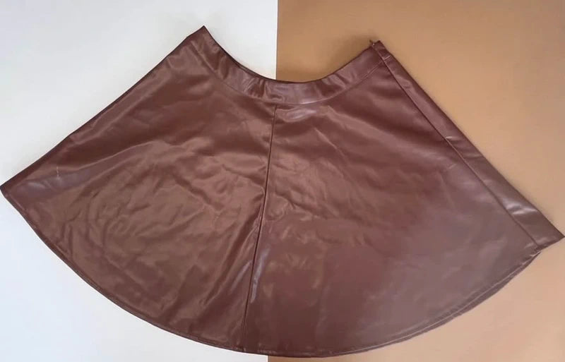 Shein barna műbőr A-vonalú szoknya – L méret