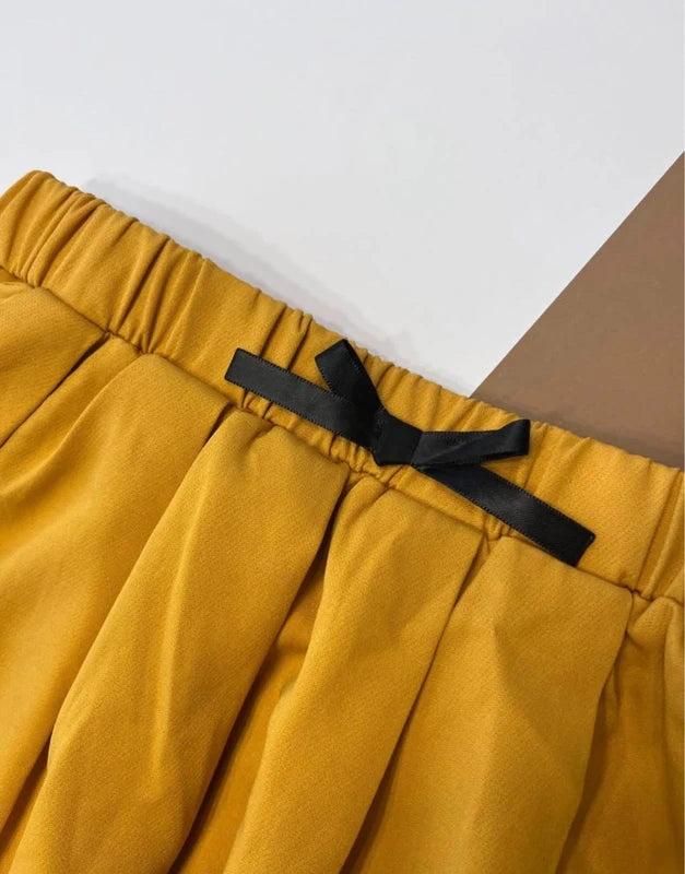 Shein mustársárga harang mini szoknya fekete masníval – 152 / 11-12Y