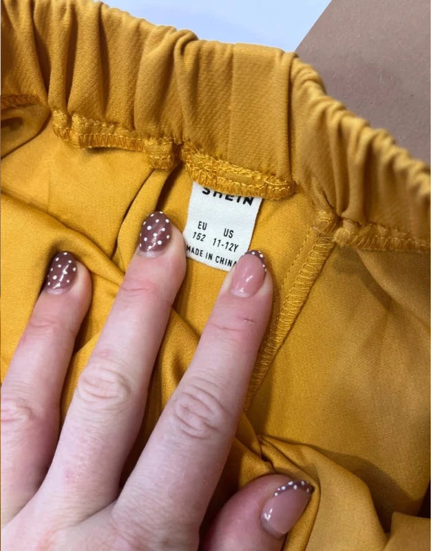 Shein mustársárga harang mini szoknya fekete masníval – 152 / 11-12Y