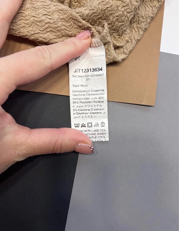 Shein bézs texturált mini szoknya – 150 / 11-12 éves méret