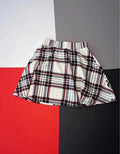 Shein fehér-fekete-bordó kockás harang mini szoknya – XS / EU 34