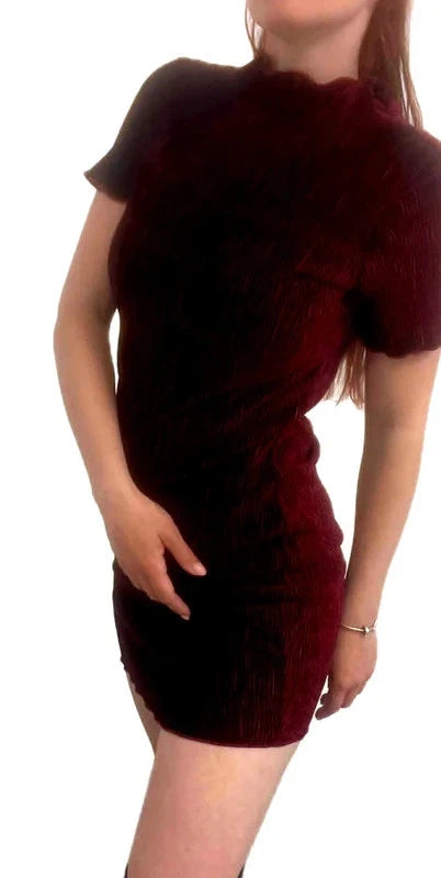 Shein bordó kordbársony mini ruha – XS-S