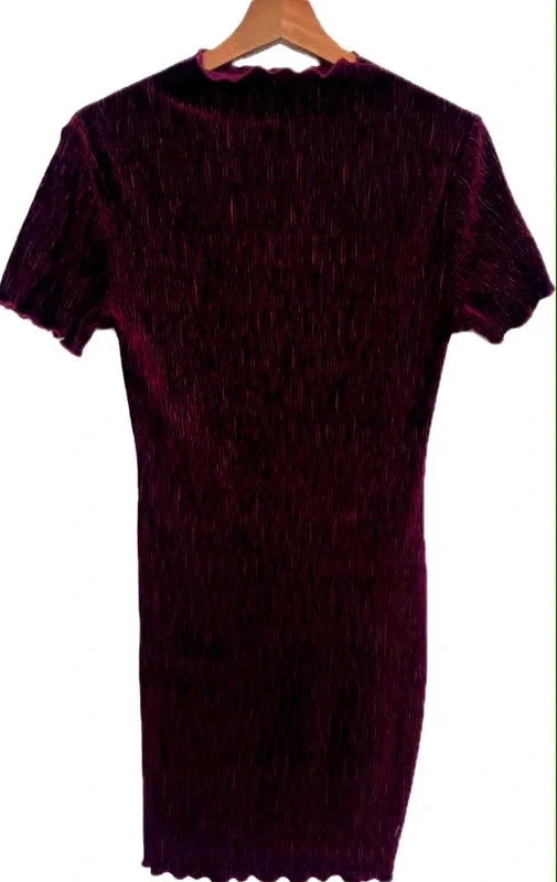 Shein bordó kordbársony mini ruha – XS-S