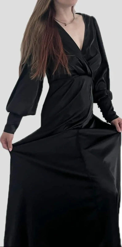 Shein fekete hosszú ruha – M