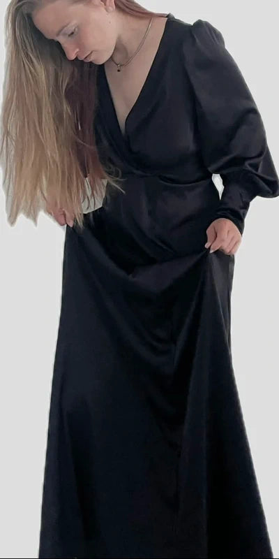 Shein fekete hosszú ruha – M