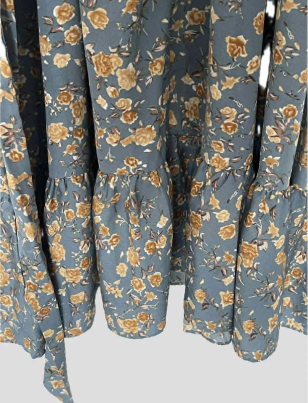 Shein kék sárga virágmintás maxi ruha – S