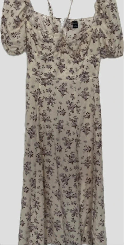 Shein pasztell sárga virágos maxi ruha – S