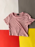 Primark púderrózsaszín bordázott crop top  M