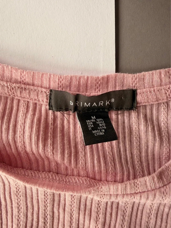 Primark púderrózsaszín bordázott crop top  M