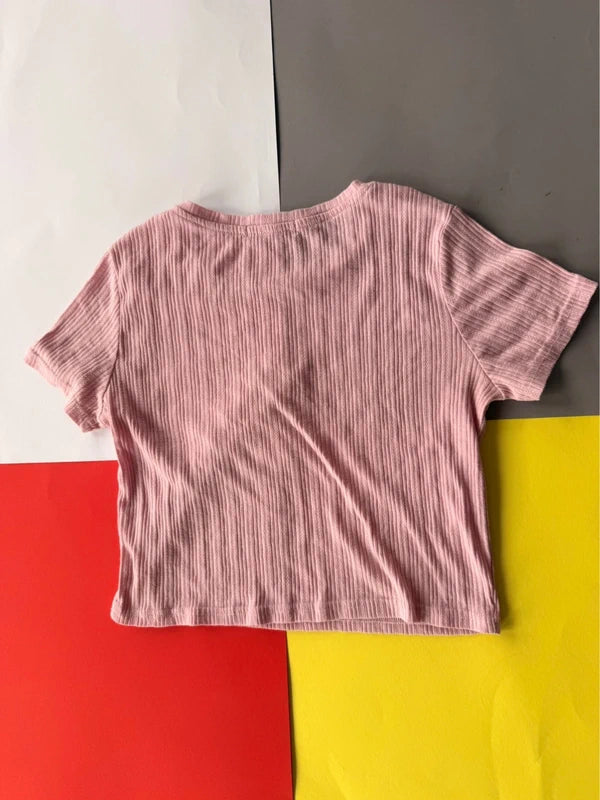 Primark púderrózsaszín bordázott crop top  M