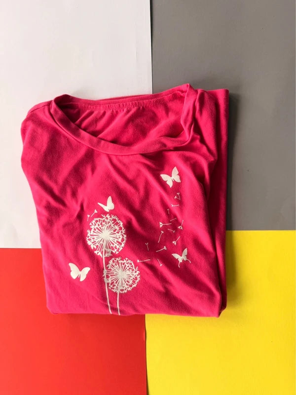Shein pink pillangós póló L