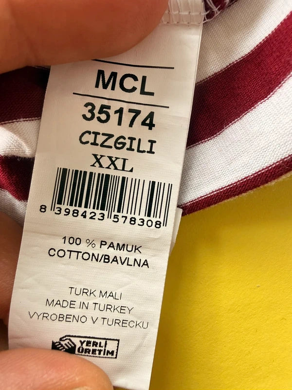 MCL bordó-fehér csíkos póló XXL