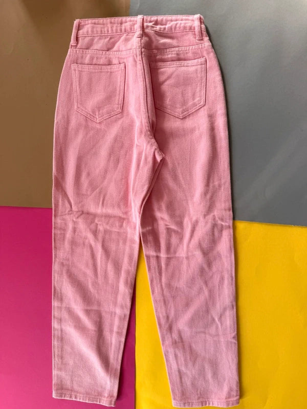 SHEIN pasztell rózsaszín mom fit farmer – Petite XXS