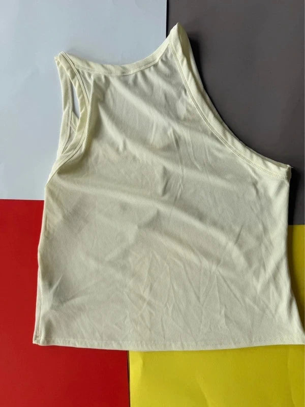 Shein Curve krémszínű bordázott top – 3XL
