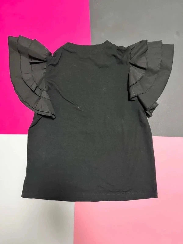 Shein fekete fodros ujjú női felső – S