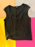 Shein fekete bordázott női top – M