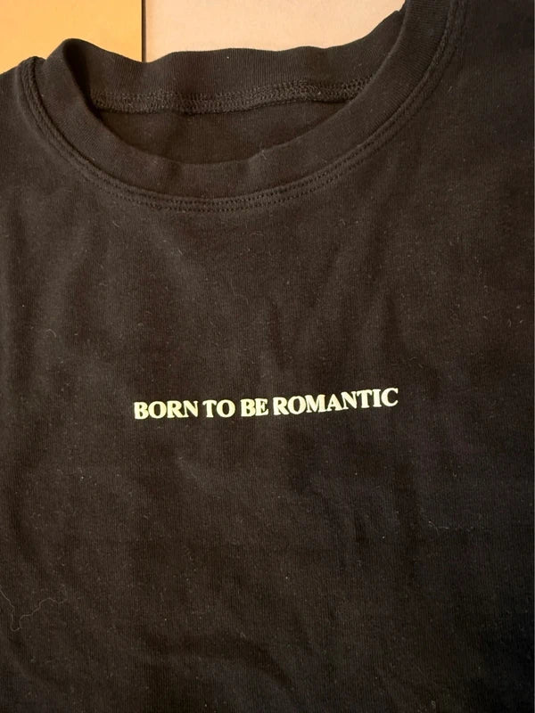 SHEIN fekete „Born to be Romantic” női póló S