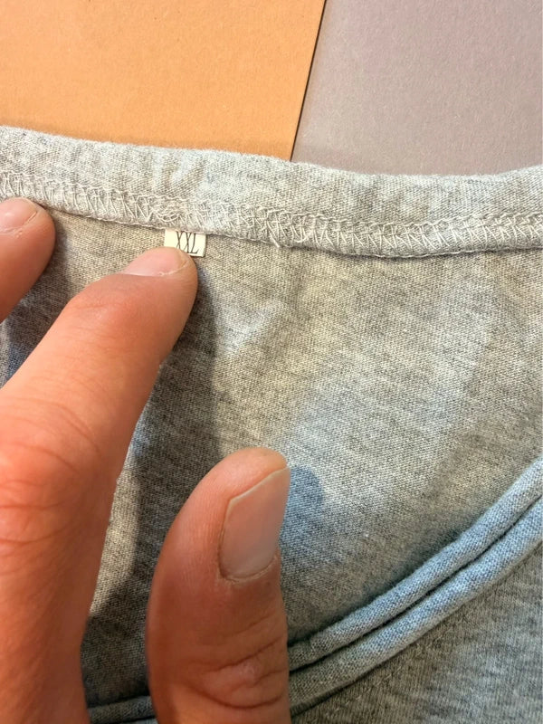 Shein szürke férfi basic póló zsebbel – XXL