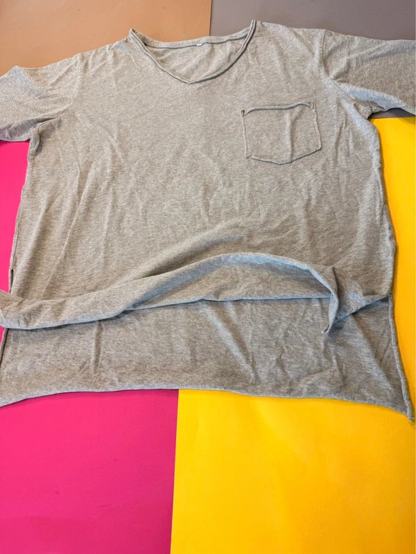 Shein szürke férfi basic póló zsebbel – XXL