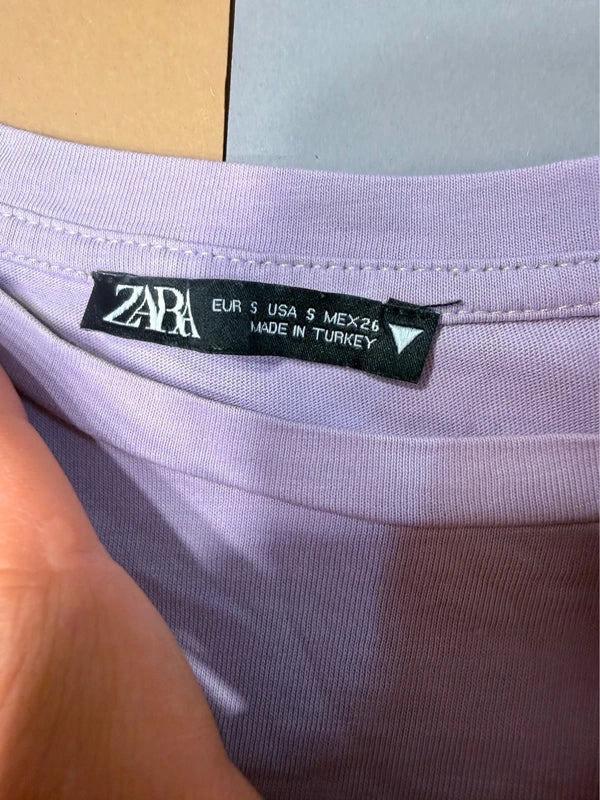 Zara lila fodros zsebes női póló S