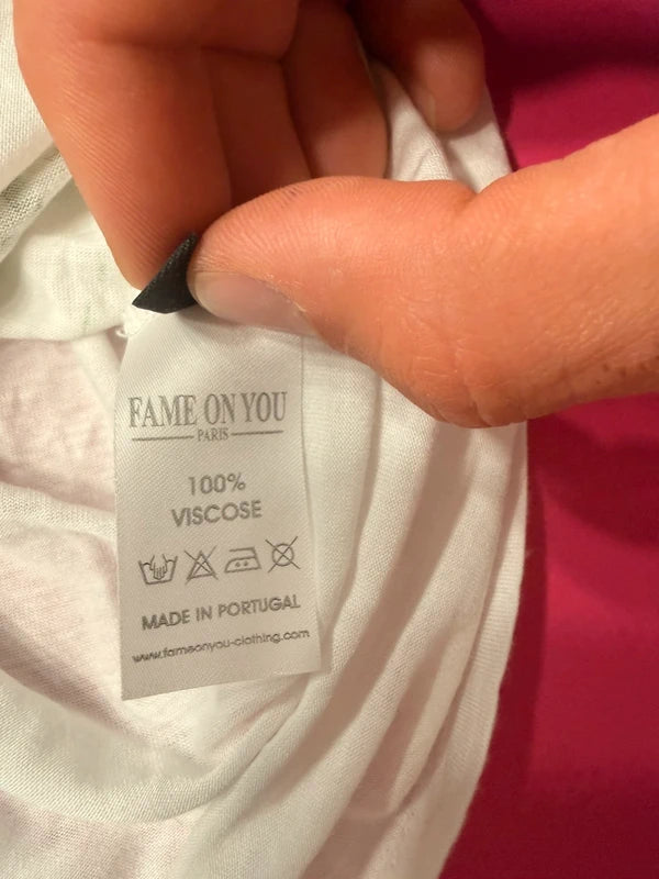 Fame On You fehér mintás női póló XS