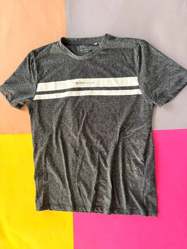 Tom Tailor Denim férfi póló sötétszürke / fehér L