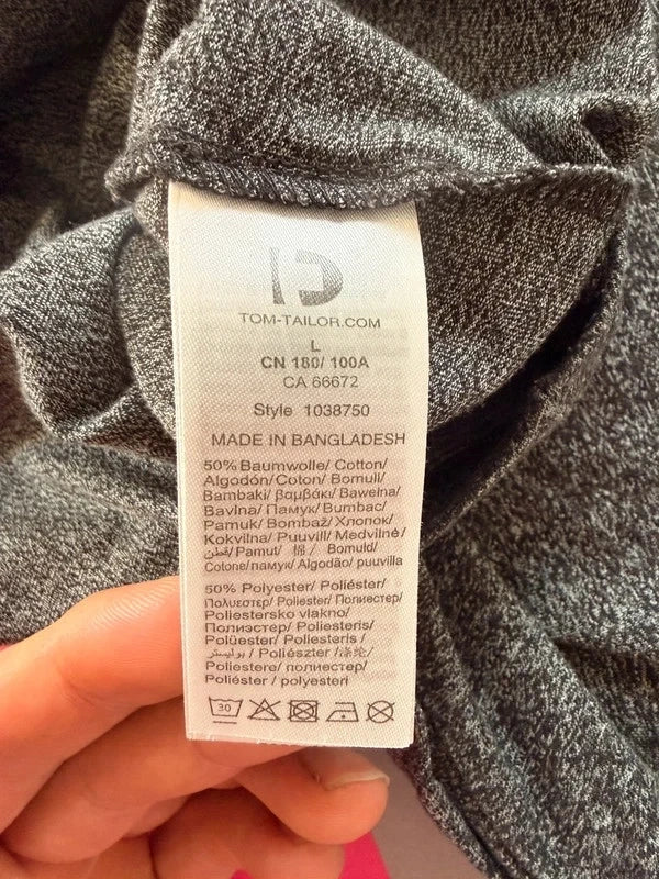 Tom Tailor Denim férfi póló sötétszürke / fehér L