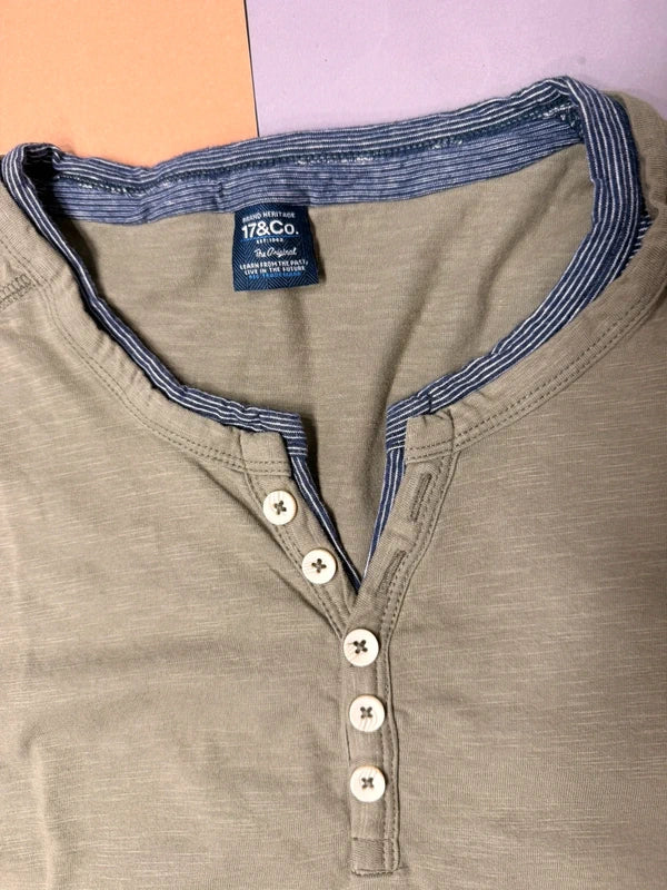 17&CO férfi henley póló – olívazöld XXL