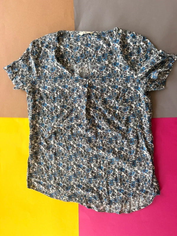 Tom Tailor női blúz – fehér / kék-piros virágmintás XS / 34