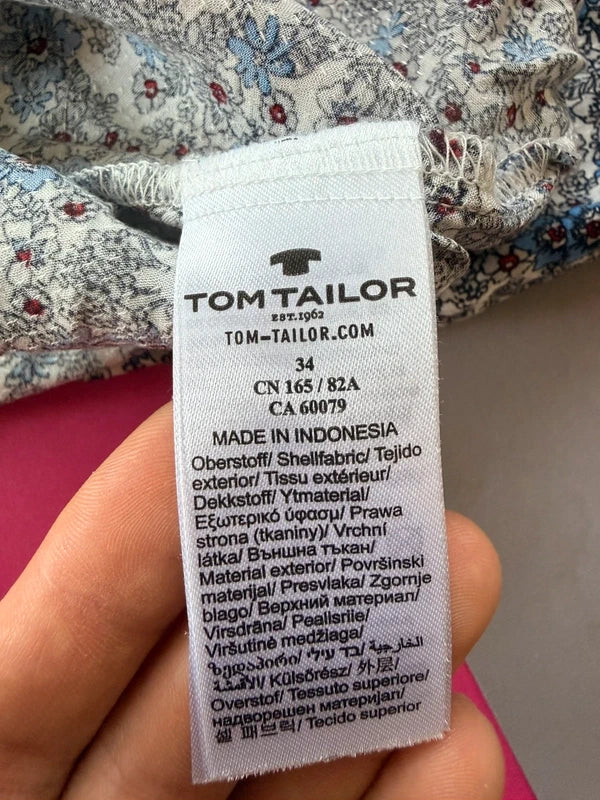 Tom Tailor női blúz – fehér / kék-piros virágmintás XS / 34