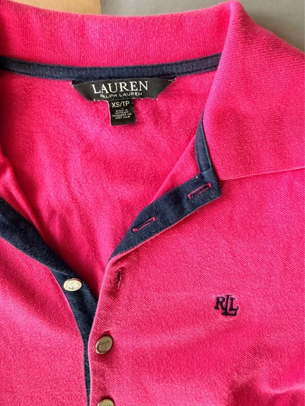 Ralph Lauren női galléros póló – pink / sötétkék XS