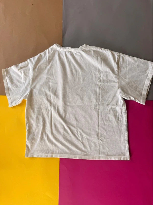 H&M női póló – törtfehér pasztell grafikás XS / 158-164