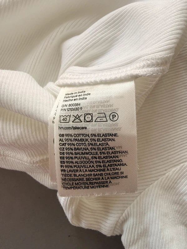 H&M Divided női bordázott póló – fehér S