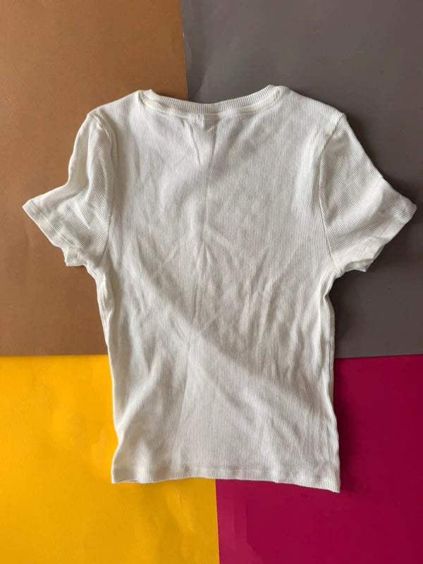H&M Divided női bordázott póló – fehér S